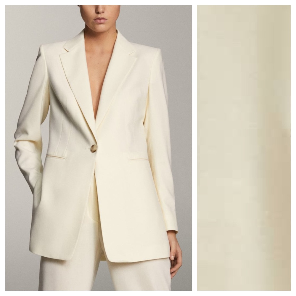NWT. Massimo Dutti Ivory Wool Blazer. Size 4 - Picture 2 of 11